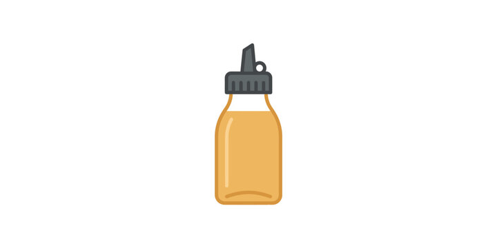 Cartoon Illustration of a Squeeze Bottle Containing Honey or Syrup.