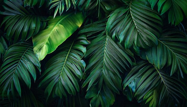 Closeup Of Green Tropical Plants
