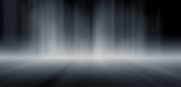 White and gray studio backdrop with star light scene, blank perspective stage for product montage or artwork. Not created by AI.