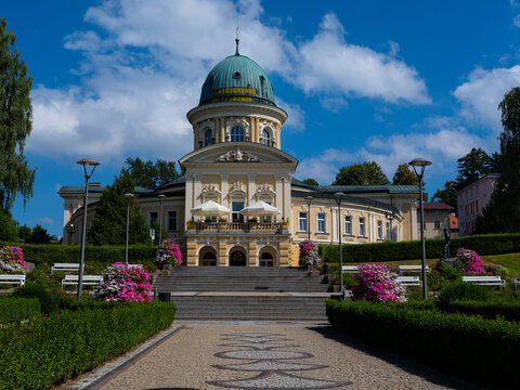 2025-09-01; Wojciech sanatorium building in a spa park in Ladek Zdroj Poland.