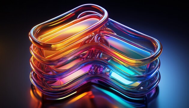 Abstract Overlapping Color Glass Filters On Chain Shape Objects D Render