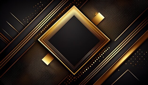 Luxury Black And Gold Award Background With Golden Square And Halftones
