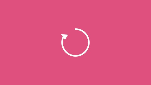 white circular refresh arrow icon on a solid pink background