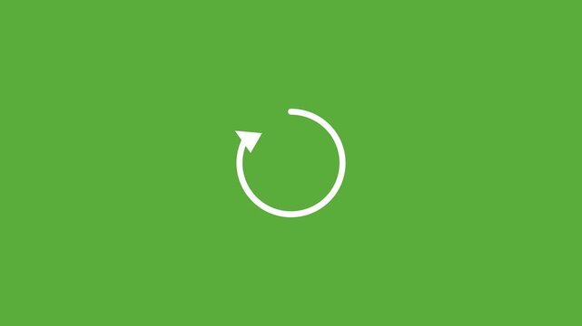 white circular refresh arrow icon on a solid green background