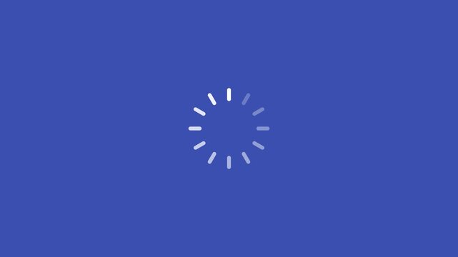 white loading spinner icon on a solid indigo background