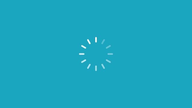 white loading spinner icon on a solid cyan background