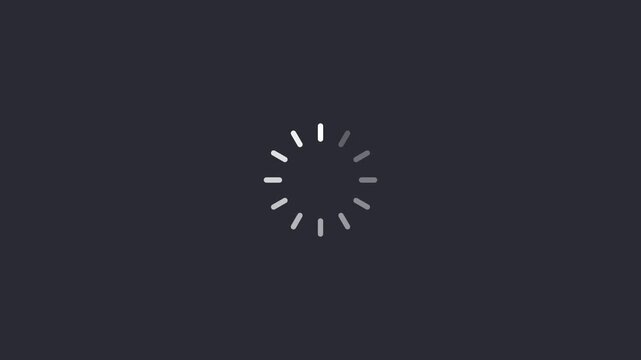 white loading spinner icon on a solid dark background