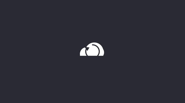 white cloud with a sync arrow icon on a solid dark background