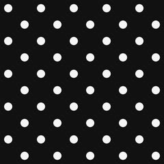 Repeating pattern. Black and white polka dot. Background: printable black, dot: white textile © JYR