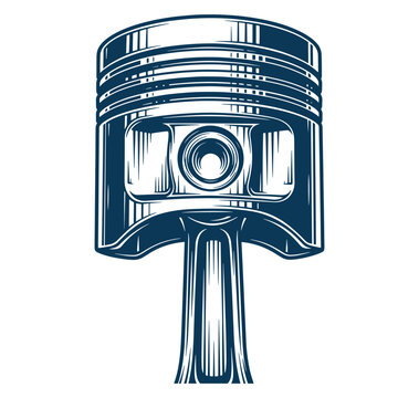 Detailed illustration of a piston engine part in a vintage style drawing