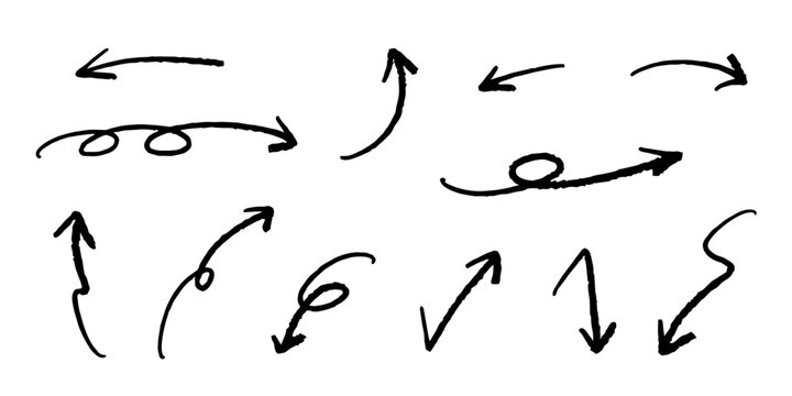 ベクターのペンの手書きの矢印セット 黒