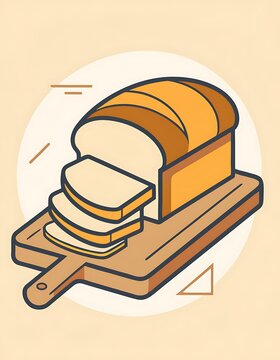 Sliced Bread on Wooden Cutting Board.