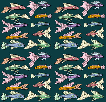 seamless background with fishes
