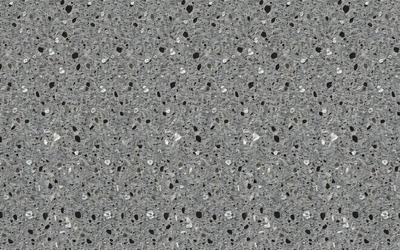 Seamless gray terrazzo texture with black and white aggregate chips