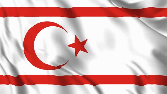 Northern Cyprus Flag, 4k HD video, fabric flag waving in wind, flag of northern cyprus