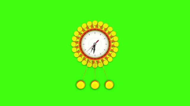 stylish design Pendulum wall clock animation and spacial clock motion graphic, minute hour second animation