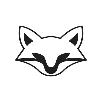Minimalist Fox Head Icon Black and White
