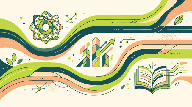 Abstract educational illustration showing science growth and learning