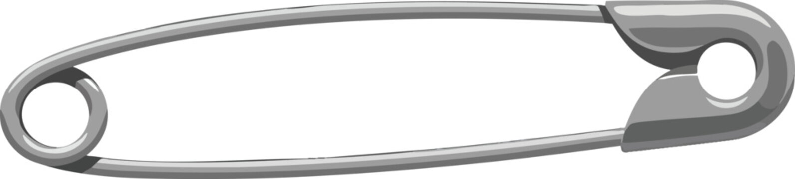 A sturdy metal safety pin device used for fastening fabric garments or securing loose cloth materials together in various repairs at home or during sewing projects where items need temporary