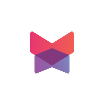 Abstract geometric butterfly logo design. Colorful overlay wings vector icon.