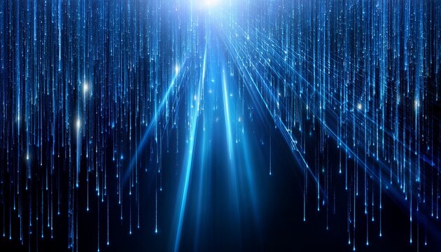 stract Background Of Blue Light Rain Falling In Cyberspace