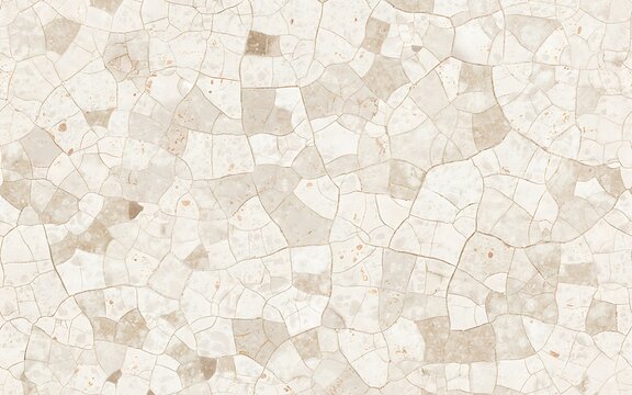 Seamless texture of cracked beige stone tiles