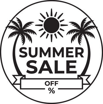 Summer Sale Palm Trees Badge Vector Icon