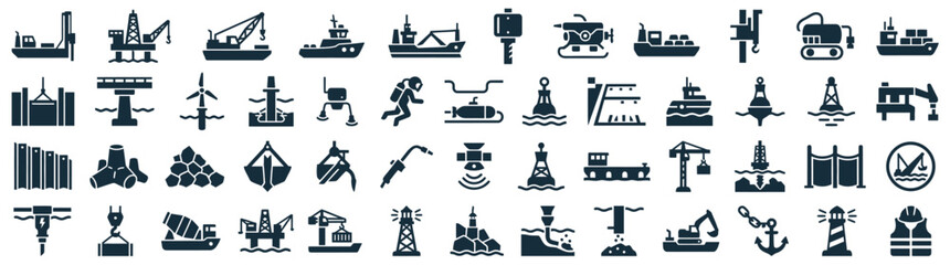 Marine Construction and Offshore Engineering Icon Set © alfa