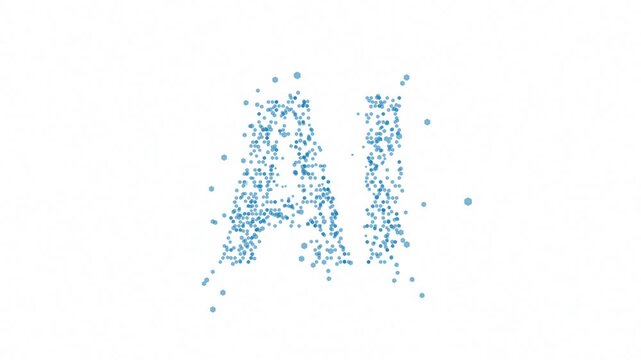 AI letters created from dynamic geometric elements, 4K abstract tech animation on white background