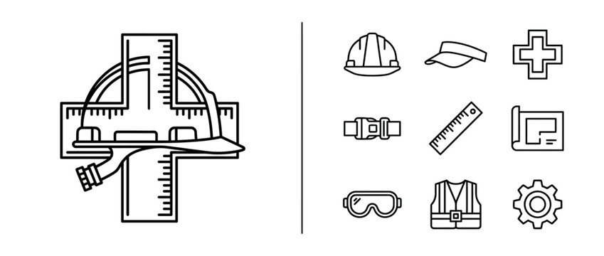 Construction Safety and Engineering Icon Set