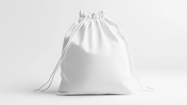 White drawstring bag mockup on white background. (1)