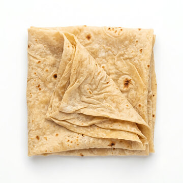 Traditional Rumali Roti Isolated on White Background &ndash; Thin Indian Flatbread, DSLR Food Photography