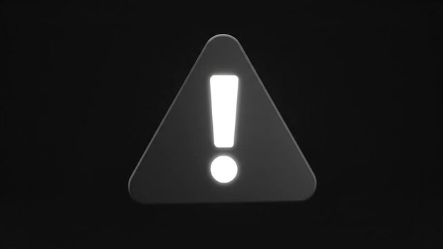 3D warning icon with white exclamation mark on black background