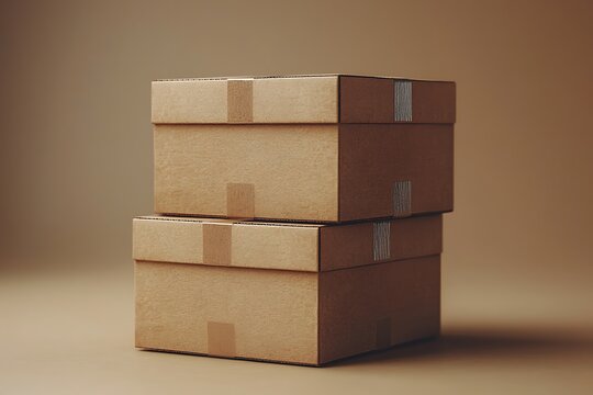 Stack of three brown cardboard boxes with tape seals stacked boxes brown boxes packing boxes