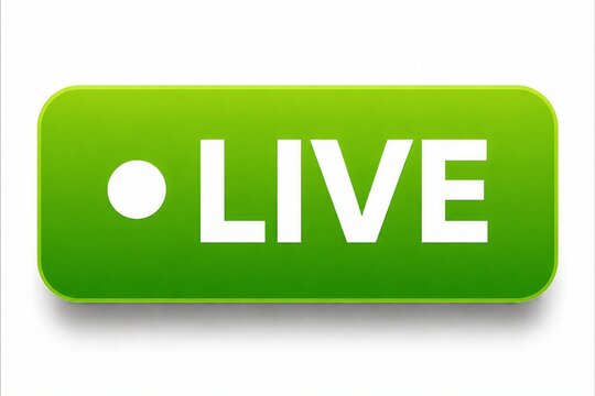 Green live button with play circle icon