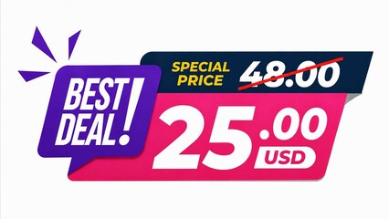 Fototapeta premium Best deal special price discount sale banner with crossed out original price and new lower price