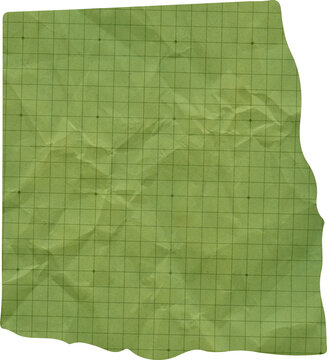 Green Crumpled Graph Paper Torn Edge Grid Line Texture Background for Science Math Education and Design Mockup Scrapbook Material