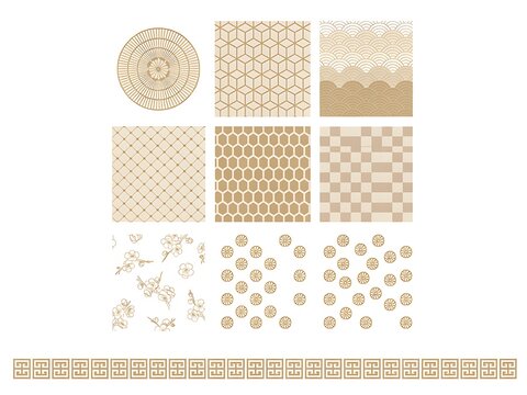 Set of traditional japanese patterns and motifs