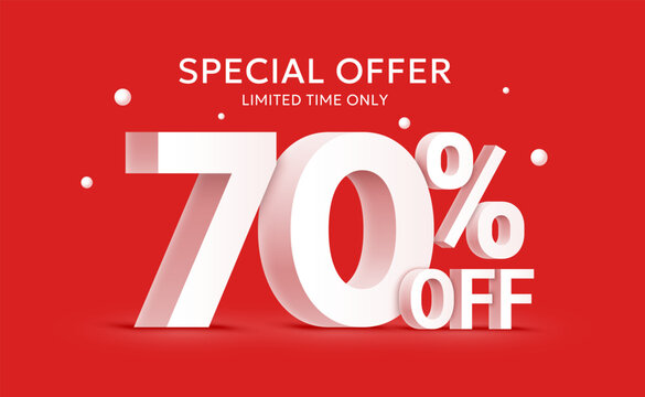 Vector 70 percent sale discount banner for limited time only special offer promotion