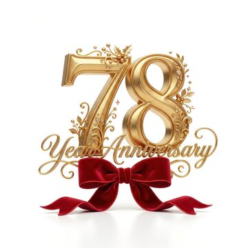 Golden 78th Anniversary Celebration with Red Velvet Bow.