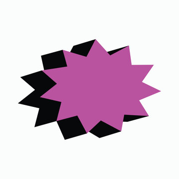 Purple abstract starburst shape with black 3d shadow effect for graphic design element modern vibrant explosion burst symbol futuristic explosion shape vector art.