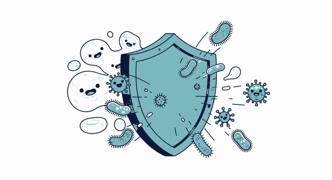 Immune System Shield Protecting Against Viruses and Bacteria.