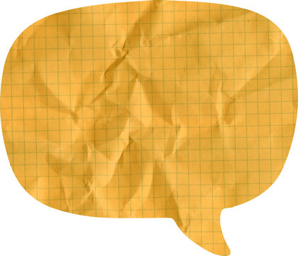 Crumpled orange graph paper speech bubble wrinkled grid paper talk cloud texture for creative message communication design element