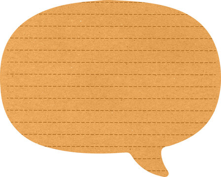 Speech Bubble Brown Kraft Paper Dashed Lines Chat Icon Communication Message Blank Textured Cardboard Label