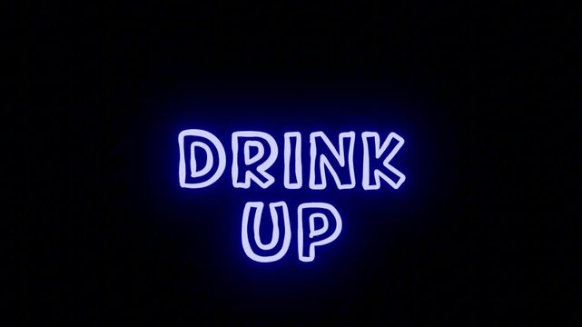 Vivid Blue Neon CTA 'DRINK UP' Seamless Loop with Clear Background, Perfect for Pubs, Bars, and Oktoberfest Promos