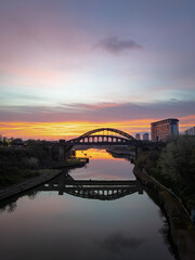 Fototapeta premium Wearmouth Bridge in Sunderland at sunrise