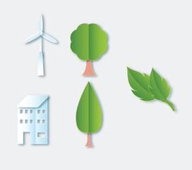 wind turbine and green leaves habitat day © Muhammad