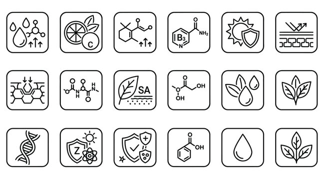 Molecular Structure Icons Illustration With Chemical Formulas diagram