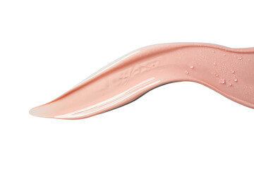 Fototapeta premium Pink cosmetic cream smear on a transparent background, displaying fluid texture, skin hydration, and beauty product concepts