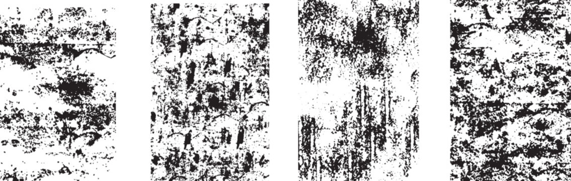 Set of the grunge textures vector, Grunge overlays vector, Different paint textures with splay effect and drop ink splashes.